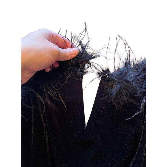 Superdown Erika Feather Mini Dress in Black Velvet Size Small 0578 - Picture 8 of 11